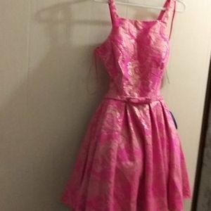 Pink and gold prom dress